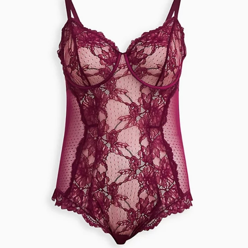 Torrid Burgundy Lace Bodysuit